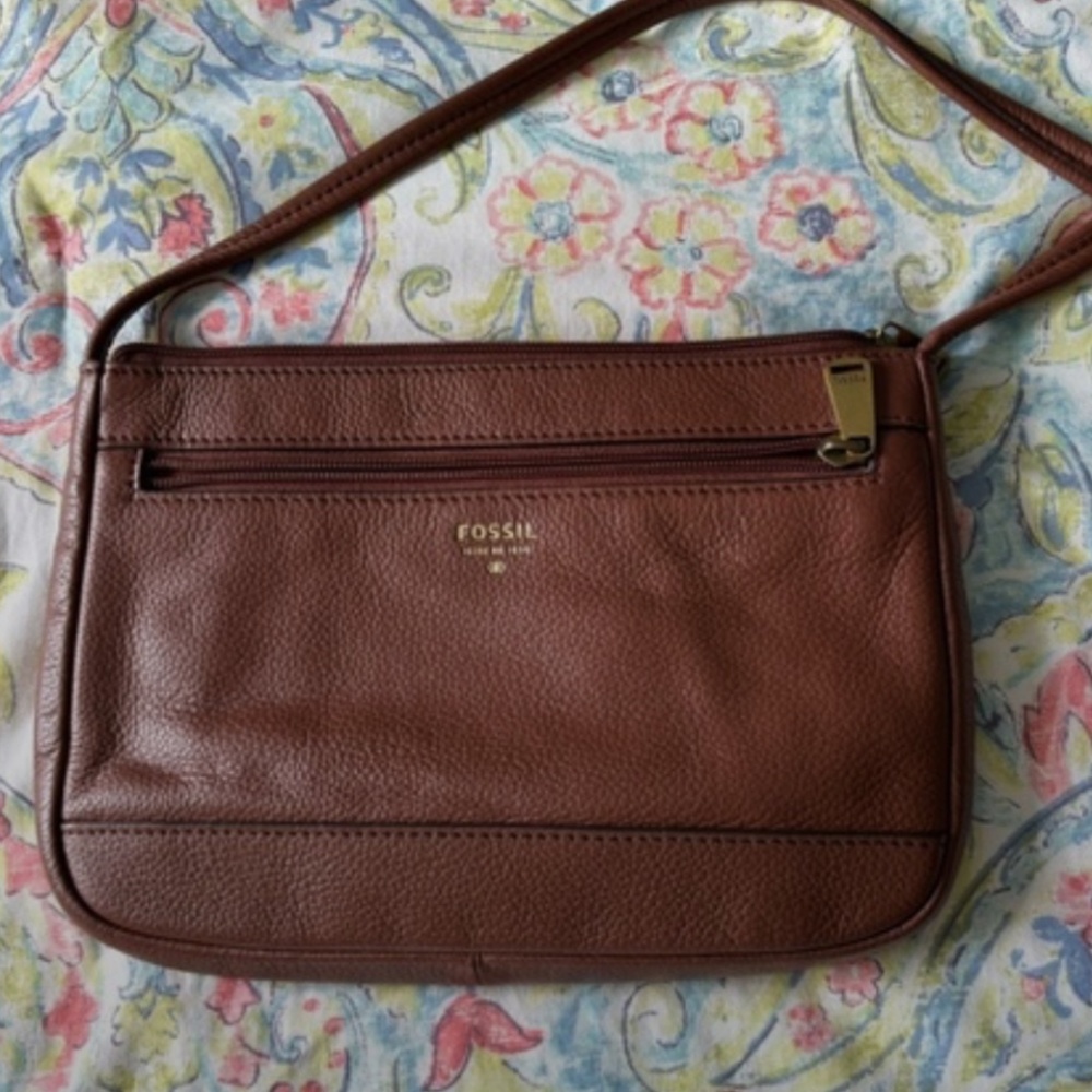 Fossil Brown Leather Crossbody